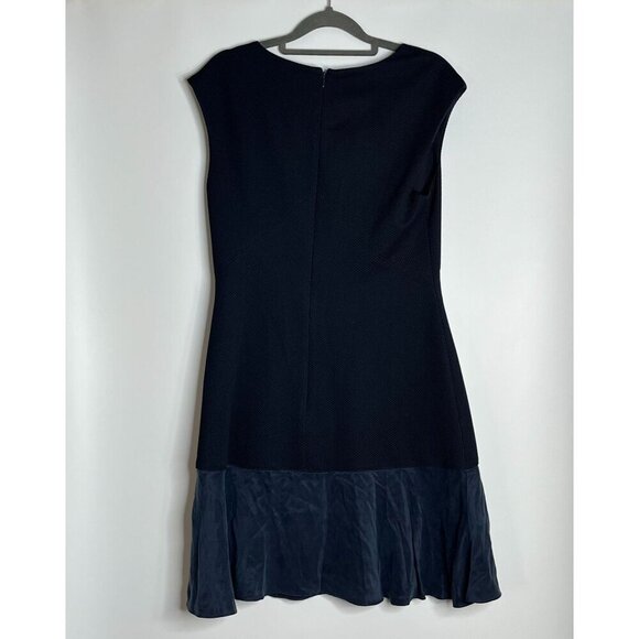 Rebecca Taylor Stacy Sleeveless Stretch‎ Piqueu and Satin Navy Dress Size 8 - Picture 5 of 9